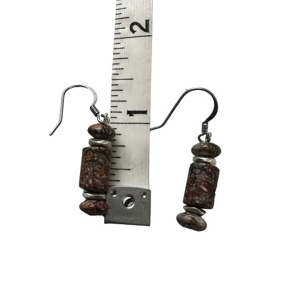 Jasper Stone Earrings with Pierced Hooks - Picture 3 of 4